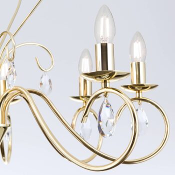 Elegantný visiaci luster FIORETTO 8-pl. zlatý