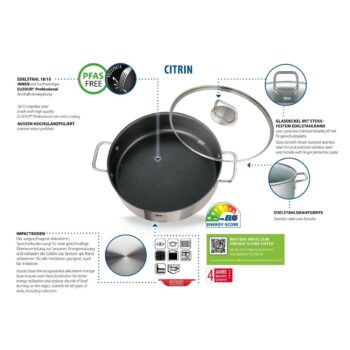 Elo 72438 Nerezová panvica so skleneným poklopomCitrin 28 cm