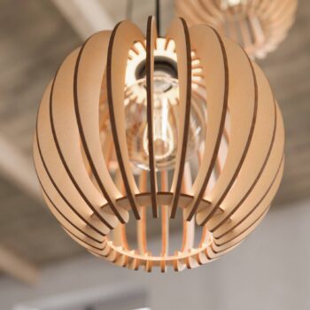 Envostar Hlinená závesná lampa brezová preglejka 3fl guľatá