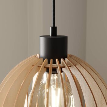Envostar Hlinená závesná lampa brezová preglejka Ø 23 cm