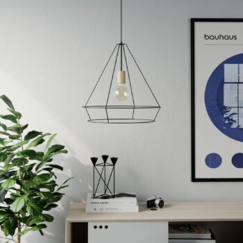 Envostar Otvorená závesná lampa s kovovým tienidlom, hranatá