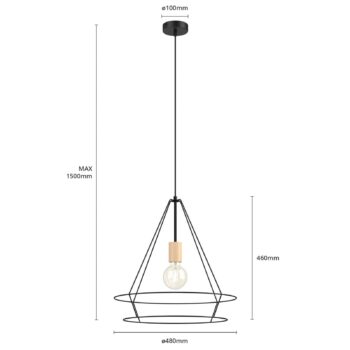 Envostar Otvorená závesná lampa s kovovým tienidlom, hranatá