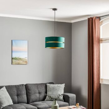 Euluna Duo závesné svietidlo zelená/zlatá Ø40cm 1-pl