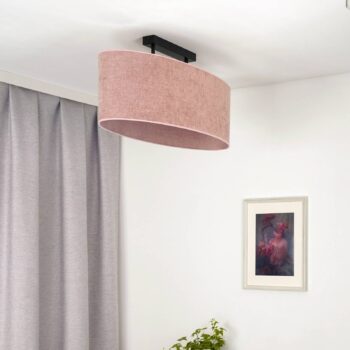 Euluna stropné svietidlo Celine, ružové, ženilková tkanina, dĺžka 80 cm
