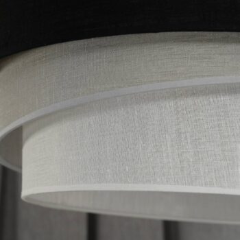Euluna stropné svietidlo Trio, čierna/sivá/biela, textil, Ø 45 cm