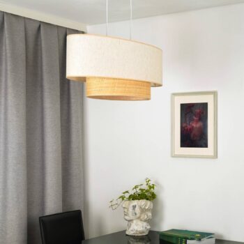 Euluna závesné svietidlo Boho Cotton, béžová, prírodná rafia, 80 cm