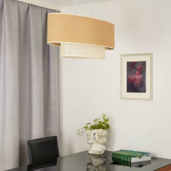 Euluna závesné svietidlo Boho juta, prírodná hnedá/biela, dĺžka 80 cm