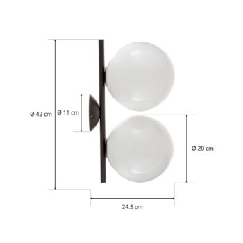 FLOS IC C/W1 Dvojité nástenné svietidlo čierne Ø 20 cm