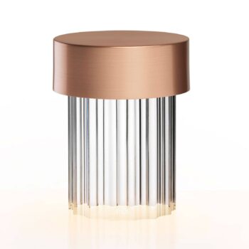 FLOS LED dobíjacia stolová lampa Last Order, rebrovaná, meď, IP20