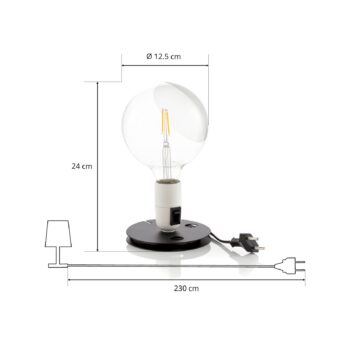 FLOS Lampadina LED stolová lampa biela, čierna základňa