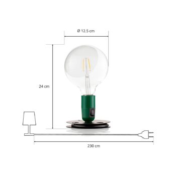 FLOS Lampadina LED stolová lampa zelená, čierna základňa