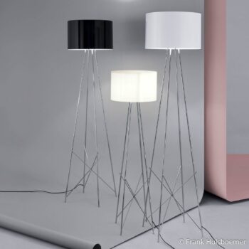 FLOS RAY F2 - Stojacia lampa s priehľadným skleneným tienidlom