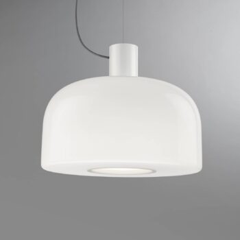 FLOS závesné svietidlo Bellhop Glass S2, biele, Ø 45 cm, sklo, E27