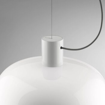FLOS závesné svietidlo Bellhop Glass S2, biele, Ø 45 cm, sklo, E27