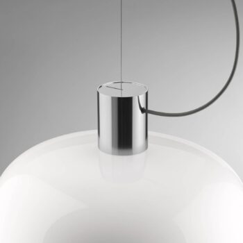 FLOS závesné svietidlo Bellhop Glass S2, farba hliníka, Ø 45 cm