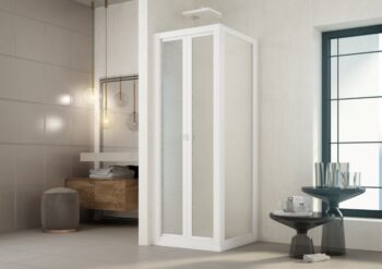 FORTE - Sprchová zástena DOMINO - Farba rámu zásteny - Plast biely, Rozmer A - 85, Smer zatváranie - Univerzálny Ľavé / Pravé, Výplň - Polystyrol 2,2 mm (acrilico), Výška - 185 BSDOM90P
