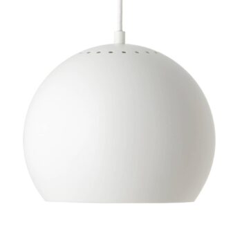 FRANDSEN Guľová závesná lampa, Ø 25 cm, matná biela