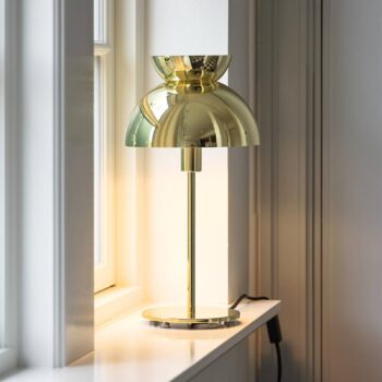 FRANDSEN Stolná lampa Butterfly, vypínač, mosadzná farba