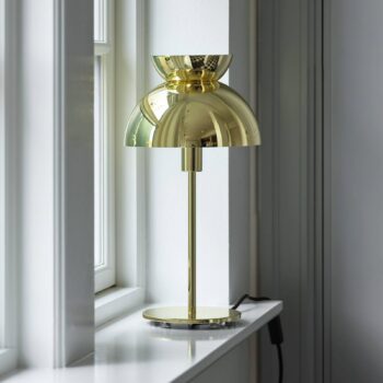FRANDSEN Stolná lampa Butterfly, vypínač, mosadzná farba