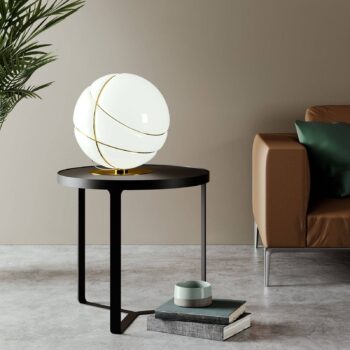 Fabbian Armilla sklenená stolná lampa, biela zlatá