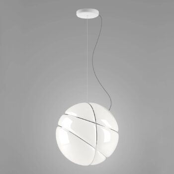 Fabbian Armilla sklenená závesná lampa biela chróm