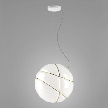 Fabbian Armilla sklenená závesná lampa biela zlatá
