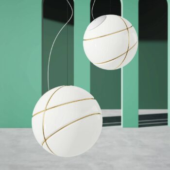 Fabbian Armilla sklenená závesná lampa biela zlatá