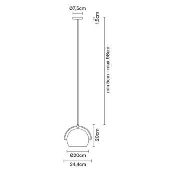 Fabbian Beluga White sklenená závesná lampa Ø20 cm