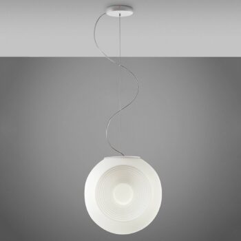Fabbian Eyes – biela sklenená závesná lampa