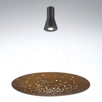Fabbian Lens LED závesné svietidlo Ø 90 cm hrdza