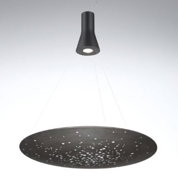 Fabbian Lens LED závesné svietidlo Ø 90cm čiernené