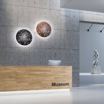 Fabbian Lens nástenné LED svetlo Ø 60 cm čiernené