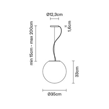 Fabbian Lumi Sfera sklenená závesná lampa, Ø 35 cm