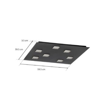 Fabbian Quarter čierne stropné LED svetlo 7-pl.