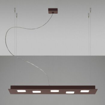 Fabbian Quarter – hnedé LED závesné svietidlo 5-pl