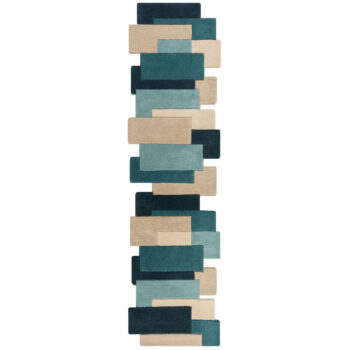 Flair Rugs, Behúň Abstract Collage Teal, 60x230, modrá, chodba / predsieň