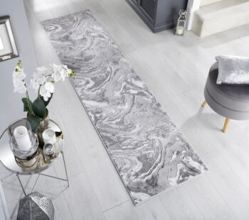 Flair Rugs, Behúň Eris Marbled Silver, 80x300, šedá, chodba / predsieň