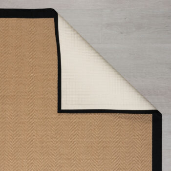 Flair Rugs, Behúň Herringbone Border Kira Black, 60x230, béžová, chodba / predsieň