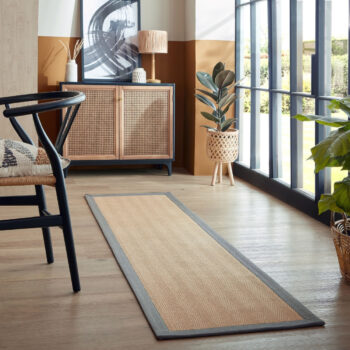 Flair Rugs, Behúň Herringbone Border Kira Grey, 60x230, béžová, chodba / predsieň