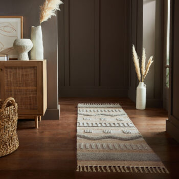 Flair Rugs, Behúň Jubilant Medina Jute Natural/Grey, 60x230, béžová, obývacia izba