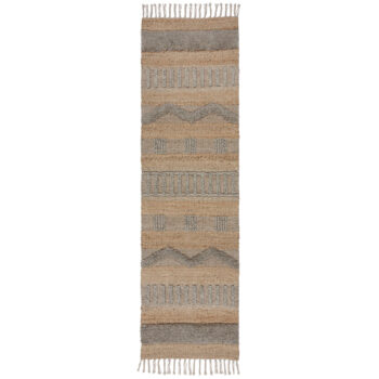 Flair Rugs, Behúň Jubilant Medina Jute Natural/Grey, 60x230, béžová, obývacia izba