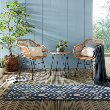Flair Rugs, Behúň Piatto Oro Blue – na von aj na doma, 66x230, modrá, chodba / predsieň