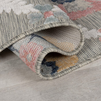 Flair Rugs, Behúň Plaza Flora Grey – na von aj na doma, 80x230, viacfarebná, chodba / predsieň