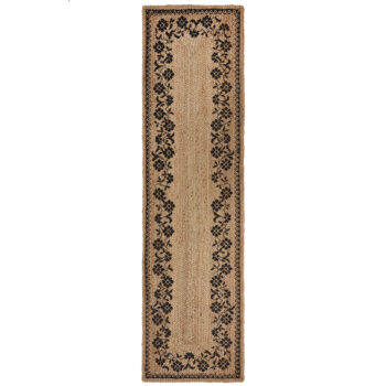 Flair Rugs, Behúň Printed Jute Maisie Natural/Black, 60x230, béžová, chodba / predsieň