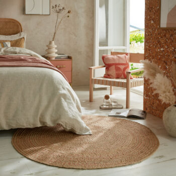 Flair Rugs, Kusový koberec Capri Jute Natural/Coral kruh, 180x180 (priemer) kruh, béžová, chodba / predsieň
