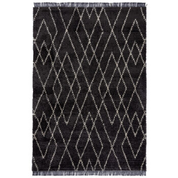 Flair Rugs, Kusový koberec Domino Aisha Berber Monochrome, 120x170, čiernobiela, obývacia izba