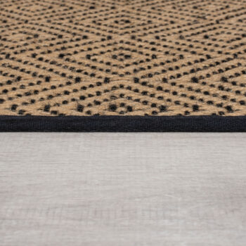 Flair Rugs, Kusový koberec Geometric Jute Black, 120x170, béžová, chodba / predsieň