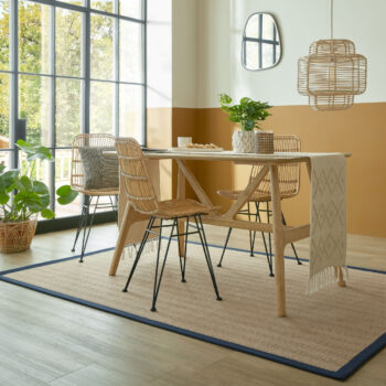 Flair Rugs, Kusový koberec Herringbone Border Kira Navy, 200x290, béžová, chodba / predsieň