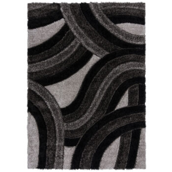 Flair Rugs, Kusový koberec Indulgence Velvet Carved Grey/Black, 80x150, čierna, obývacia izba
