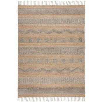 Flair Rugs, Kusový koberec Jubilant Medina Jute Natural/Grey, 120x170, béžová, obývacia izba